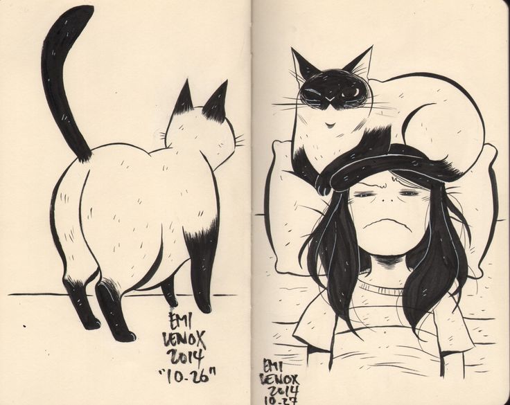 Hilariously Adorable Cat Drawings by Emi Lenox