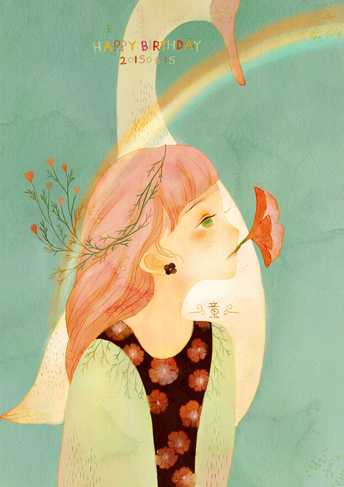 她眷恋的海-木言_原创_涂鸦王国插画