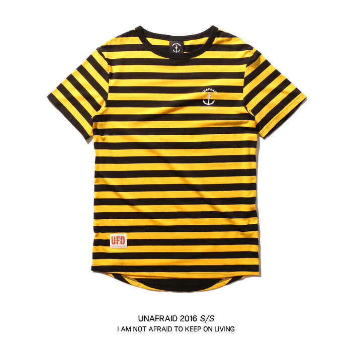 UNAFRAID 2016SS STRIPE TEE 黄黑横条 莱卡面料 条纹T恤