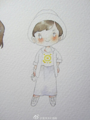 小男孩水彩步骤图