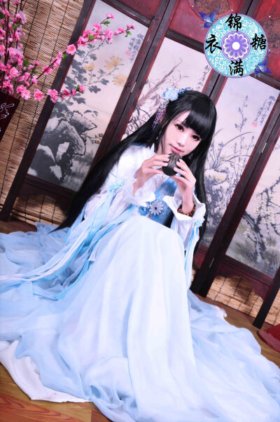 【锦衣满糖】古装cos服 华胥引君拂cos 华丽蓝白古装 花千骨