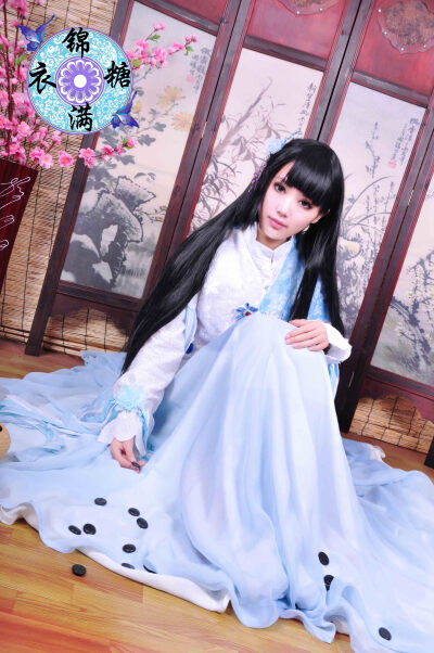 【锦衣满糖】古装cos服 华胥引君拂cos 华丽蓝白古装 花千骨