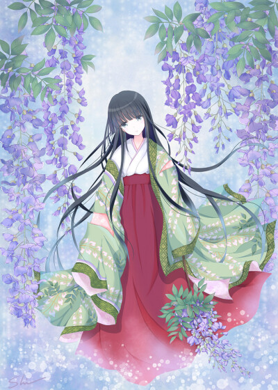 Japanese Wisteria (藤の花）/「紫乃（Shino)」[pixiv]