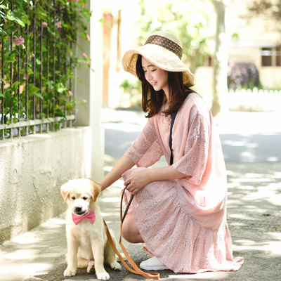 连衣裙女夏小清新蕾丝裙 韩国宽松显瘦中长款纯色镂空短袖连衣裙