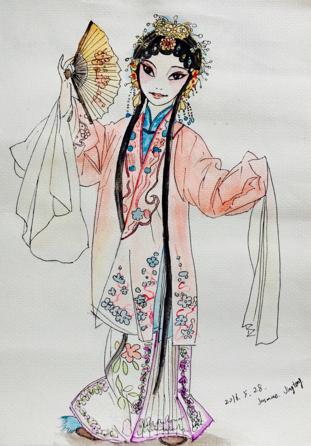 京剧人物线描 女孩图片