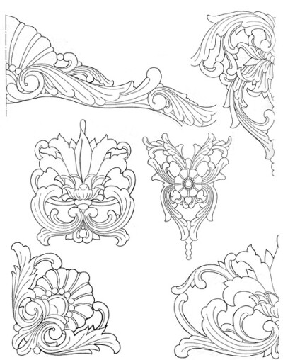#实用素材# 中国工艺！纹样之木雕花纹设计。自己收藏，转需~