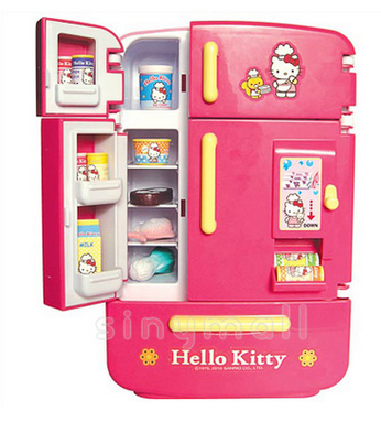 hello kitty凯蒂猫仿真双门冰箱 儿童过家家玩具