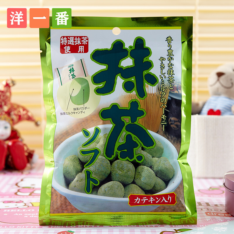 洋一番日本进口零食品 丸川抹茶夹心软糖果 特浓宇治抹茶牛奶茶糖