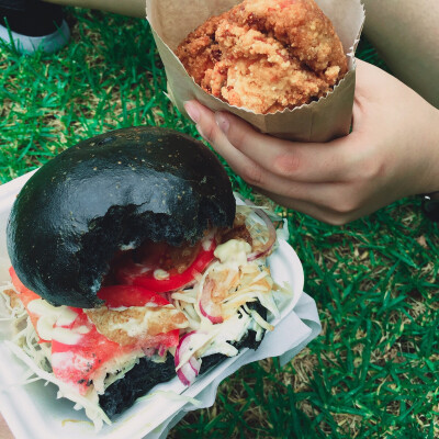 Burger + fried chicken 