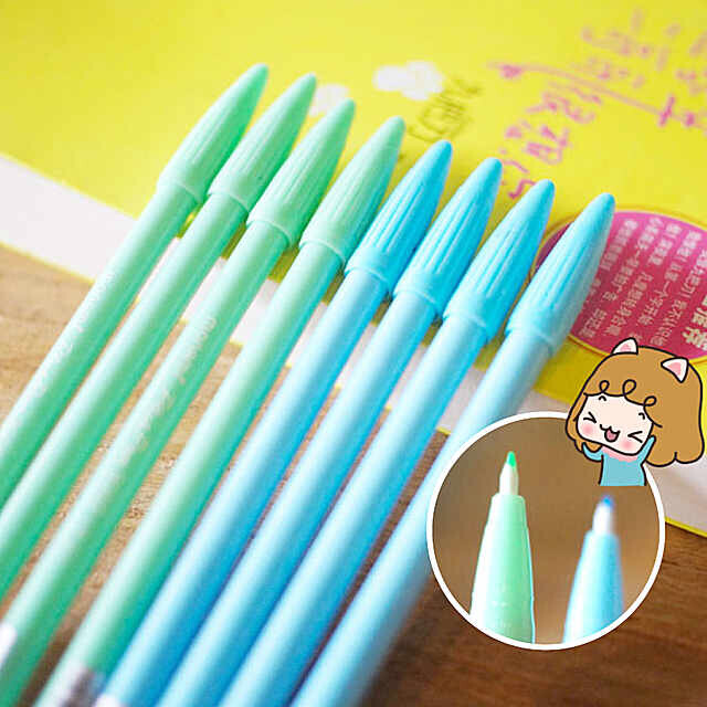 甜甜家 甜甜家 天河与海蓝超文艺薄荷绿天蓝笔芯学生笔水笔彩色笔