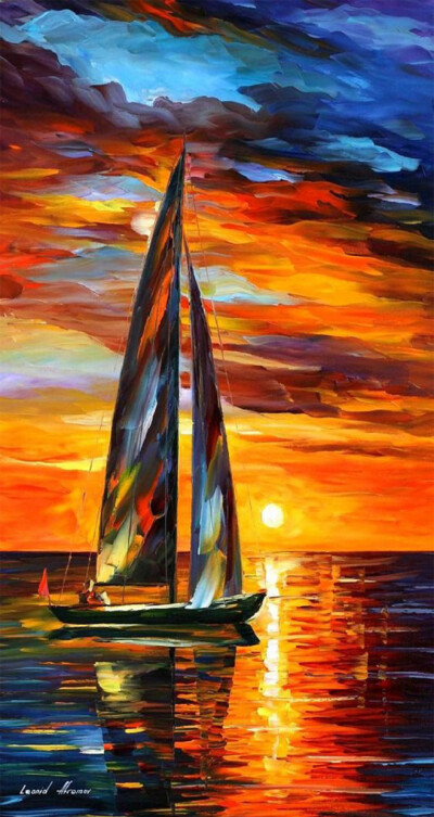 夕阳帆船