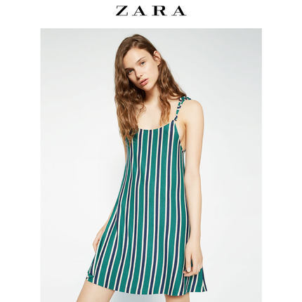 春夏新品 ZARA TRF 女装 无袖条纹连衣裙 09322138098