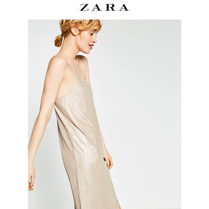 ZARA TRF 女装 仿绸缎绕颈吊带连衣裙 09320003303