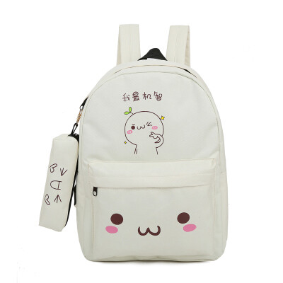 送笔袋可爱韩版表情布包学院卡通双肩包女生背包中学生书包旅行包