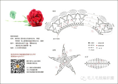 玫瑰花 手工 毛线编织