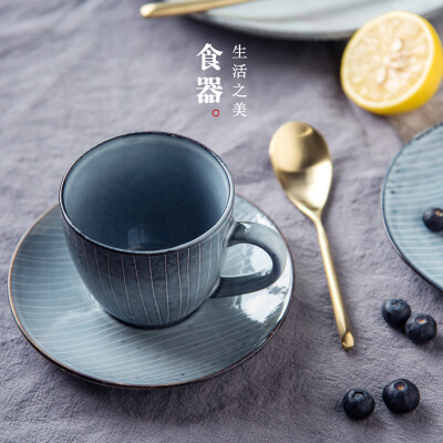 驼背雨奶奶日式创意咖啡杯碟套装下午茶花茶杯具早餐杯水杯家用杯