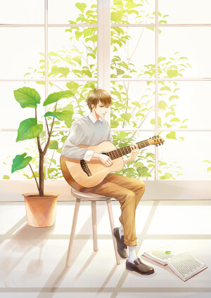 吉它少年  绘师：三本王wallace（pixiv id=4345700） 本作品pixiv id=57199577