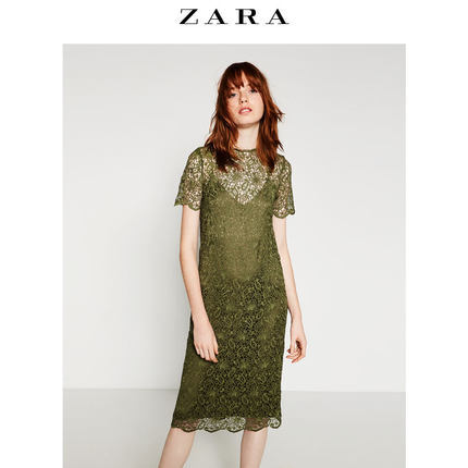 ZARA 女装 中长版蕾丝连衣裙 02489681505