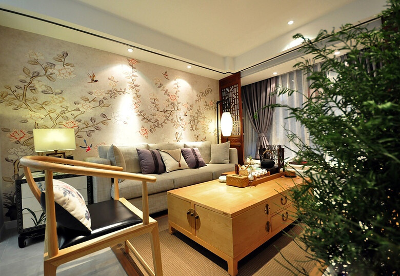 古色古香的中式风格三室两厅新中式客厅装修效果图设计欣赏