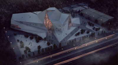 This rock climbing gym resembles a big rock.designed by New Wave Architecture in Polur.（model）