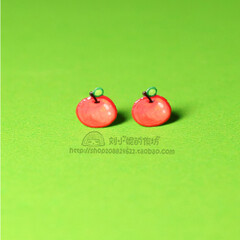 苹果 水果 热缩片耳钉耳环 卡通 夏天 吸铁石