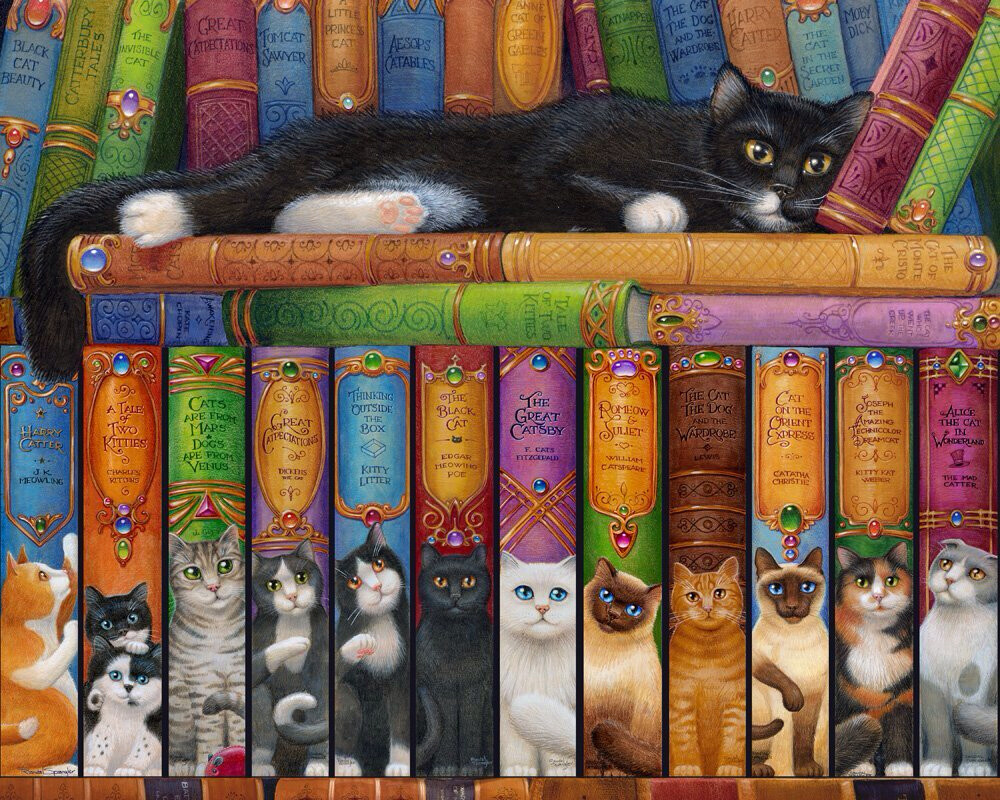 Cat Bookshelf Jigsaw Puzzle 1000 Piece