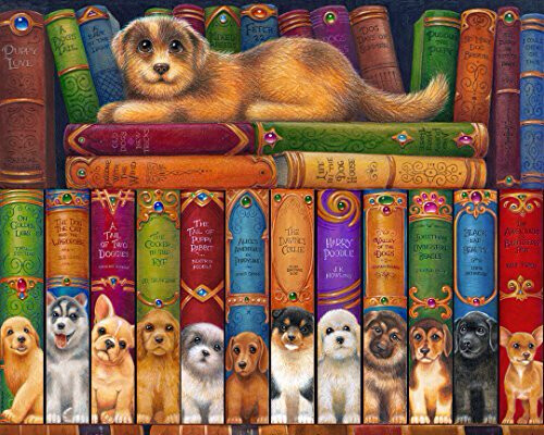 Dog Bookshelf Jigsaw Puzzle 1000 Piece