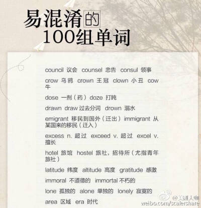 易混淆的100组词~