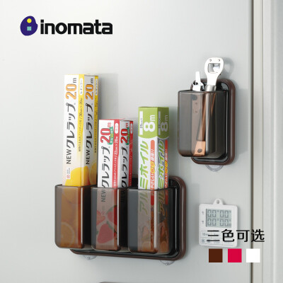 日本进口INOMATA 厨房冰箱磁石置物架 保鲜膜收纳架 多分格整理盒