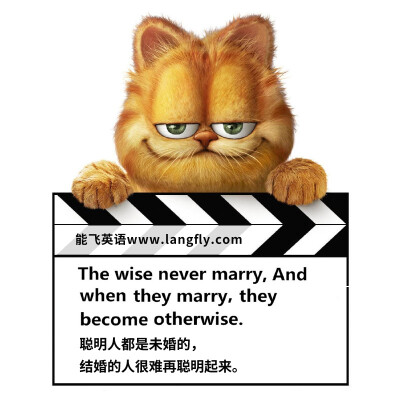 The wise never marry, And when they marry they become otherwise. 聪明人都是未婚的，结婚的人很难再聪明起来。