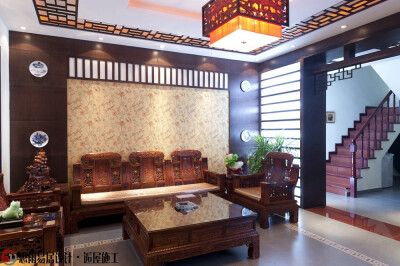 红动逍遥居新中式风格两室两厅新中式客厅装修效果图设计欣赏
