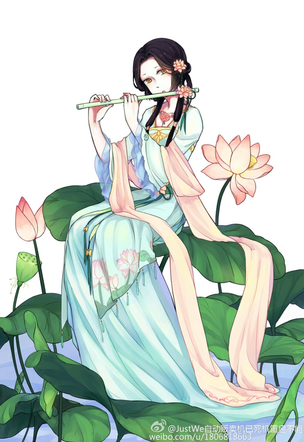 奇迹暖暖同人图 ：水芝之约 古风 手绘 插画