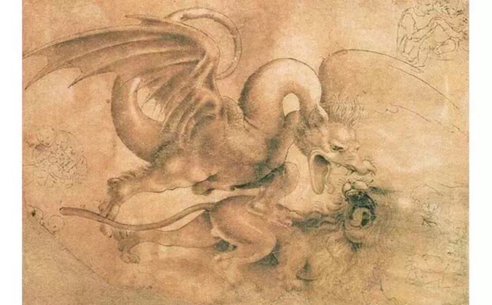 Dragon killing a lion