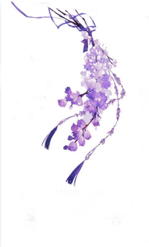 插画 唯美 文艺 清新 自然 中国风 白色 紫色 手机壁纸 聊天背景