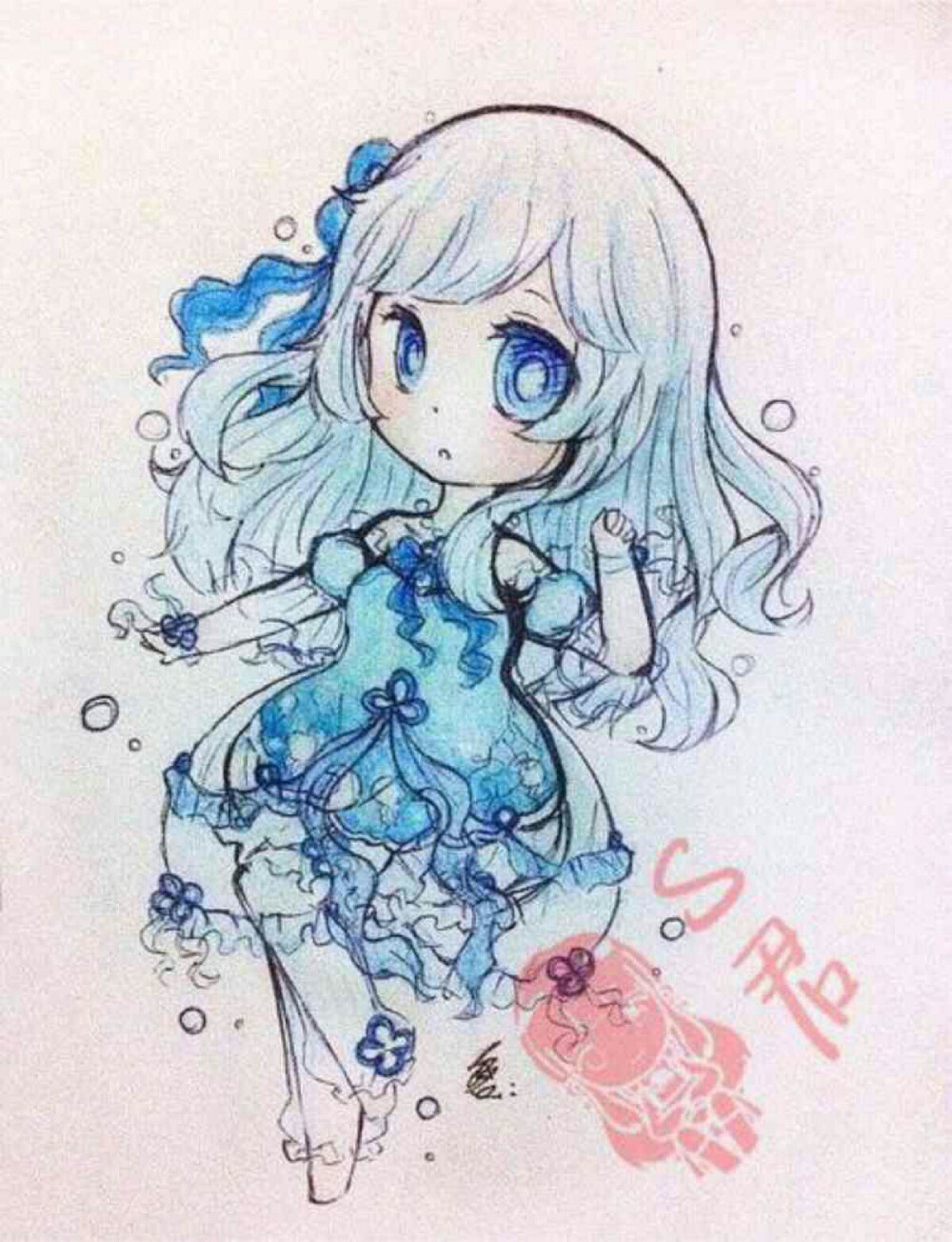 奇迹暖暖套装水母公主动漫漫画绘画素材手绘大触q版s君byantique