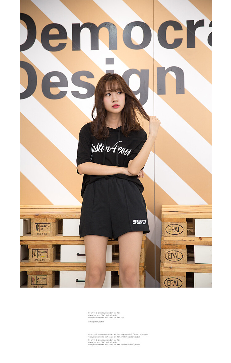 夏季韩版休闲套装女学生时尚短袖卫衣宽松阔腿短裤运动两件套T003