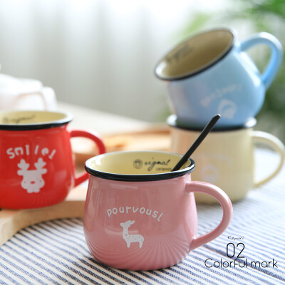 川岛屋 日式陶瓷杯马克杯 牛奶杯早餐杯 咖啡杯杯子
