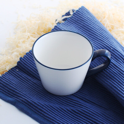 Lewu 蓝彩早餐杯 日式简约陶瓷马克杯水杯 拉花咖啡杯 茶杯 400ml