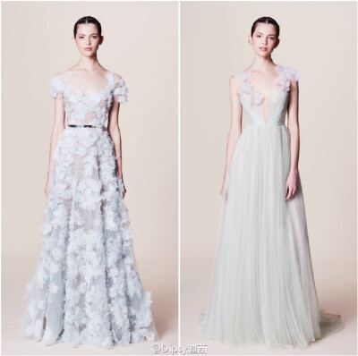 Marchesa Resort
2017┃珠片宝石流苏羽毛，手工制作而成的3D立体花卉刺绣～设计师这一季要讲述的是纸醉金迷的拉斯维加斯夜场派对～灵感来自95年Martin Scorsese执导的美国电影《赌城风云》～色调通过午夜的蓝，妖魅…