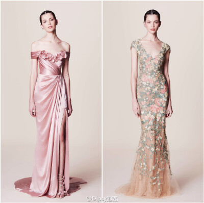 Marchesa Resort
2017┃珠片宝石流苏羽毛，手工制作而成的3D立体花卉刺绣～设计师这一季要讲述的是纸醉金迷的拉斯维加斯夜场派对～灵感来自95年Martin Scorsese执导的美国电影《赌城风云》～色调通过午夜的蓝，妖魅…