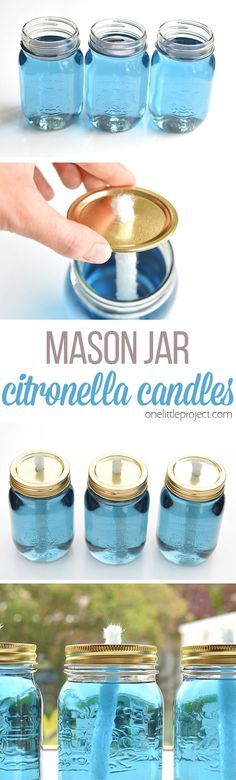 These mason jar citronella candles are REALLY EASY and they really keep the bugs away! What a fun and beautiful summer project! Those flames are amazing!: