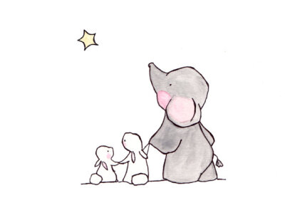 Twinkle Twinkle Little Star -- archival print, elephant nursery, childrens art, kids room decor, kids wall art, child decor, baby art