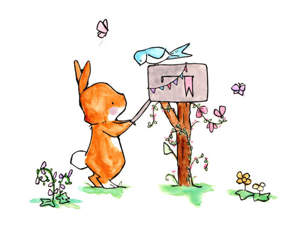 Send Me A Letter ---Nursery Art Bunny