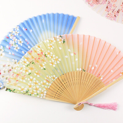 日式和风真丝竹木折扇创意可爱夏季男女式小绢扇古风迷你折叠扇子