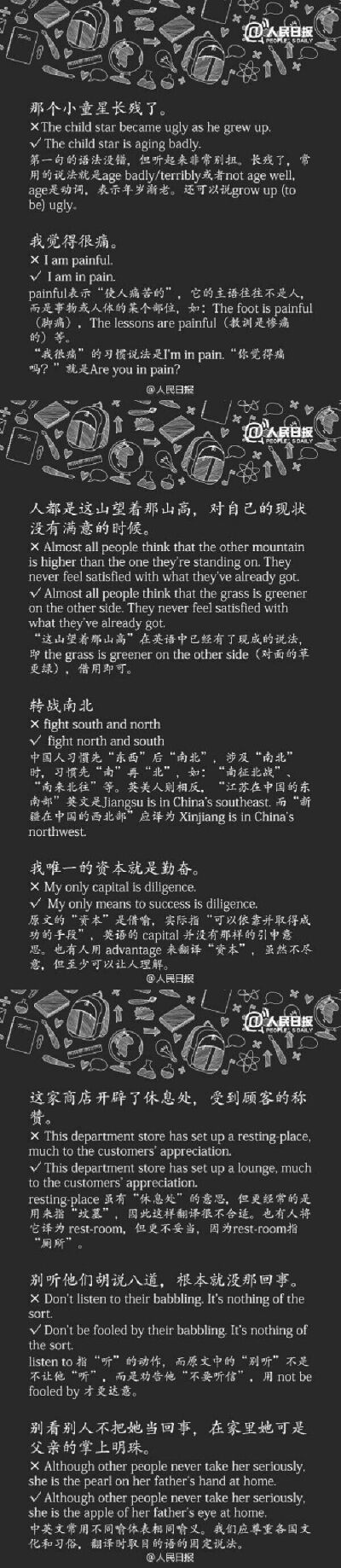 你还在用Chinglish吗？快学习改进了学英语，提高段位，让写作表达更地道，平时可要注意多积累 面试、写作、职场交流都用得上，学习，和Chinglish说拜拜！