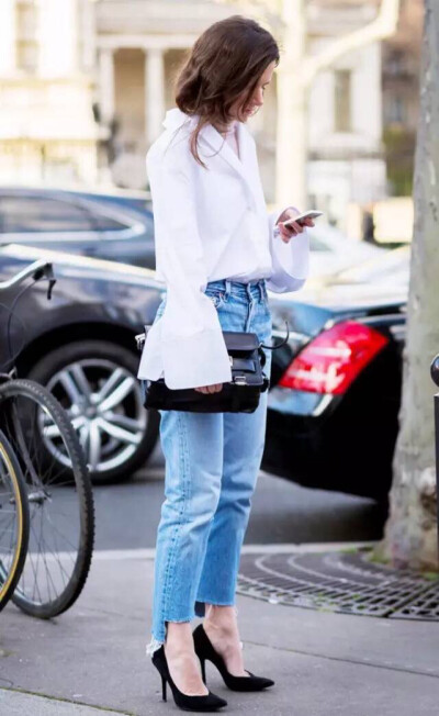 White shirt + jeans