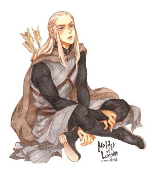 画手nyangsam，这位大大是韩国人，她投稿的霍比特人系列比较多#霍比特人#，画风和色彩都挺萌的#Legolas##Haldir#