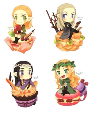 画手nyangsam，这位大大是韩国人，她投稿的霍比特人系列比较多#霍比特人#，画风和色彩都挺萌的#Legolas##Haldir#