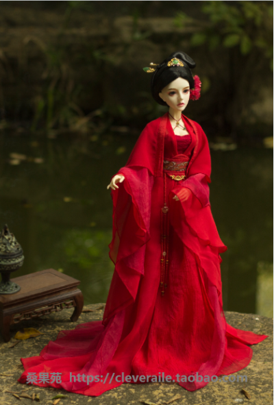 二手 【桑果苑】BJD/SD女古装娃衣『朱砂』