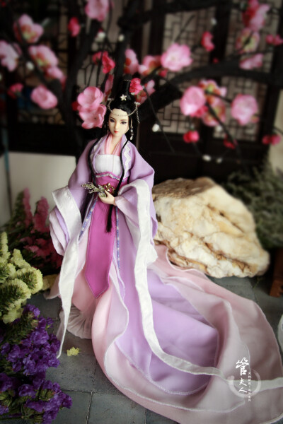 【管夫人】清漪妆面 obitsu27成品娃头 古装妆 盘发成品娃眉间雪